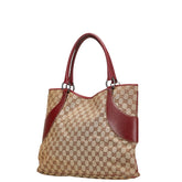 グッチ GGキャンバス ハンドバッグ トートバッグ 113016 ベージュ パープル キャンバス レザー レディース GUCCI 【中古】
